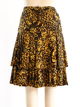 Leopard Print Tiered Ruffle Skirt Bottom arcadeshops.com