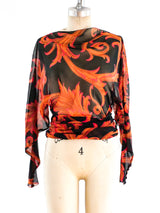 Gianni Versace Baroque Print Sheer Top Top arcadeshops.com