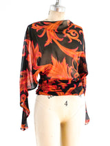 Gianni Versace Baroque Print Sheer Top Top arcadeshops.com