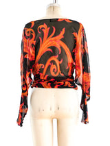 Gianni Versace Baroque Print Sheer Top Top arcadeshops.com