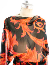 Gianni Versace Baroque Print Sheer Top Top arcadeshops.com