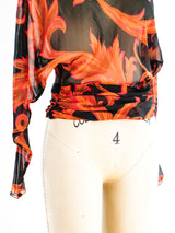 Gianni Versace Baroque Print Sheer Top Top arcadeshops.com