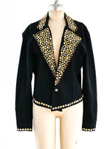 Studded Black Denim Jacket Jacket arcadeshops.com