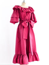 Yves Saint Laurent Taffeta Ruffled Peasant Dress Dress arcadeshops.com