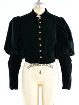 Mutton Sleeve Cropped Velvet Jacket Jacket arcadeshops.com