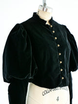 Mutton Sleeve Cropped Velvet Jacket Jacket arcadeshops.com