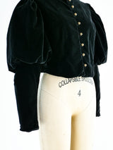 Mutton Sleeve Cropped Velvet Jacket Jacket arcadeshops.com