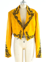 Velvet Embroidered Cropped Jacket Jacket arcadeshops.com