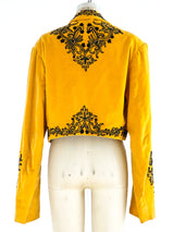 Velvet Embroidered Cropped Jacket Jacket arcadeshops.com