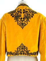 Velvet Embroidered Cropped Jacket Jacket arcadeshops.com