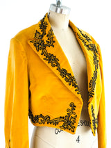 Velvet Embroidered Cropped Jacket Jacket arcadeshops.com