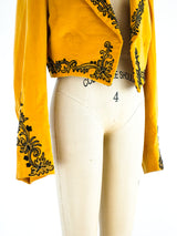 Velvet Embroidered Cropped Jacket Jacket arcadeshops.com