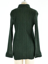 Issey Miyake Pleated Button Front Shirt Top arcadeshops.com