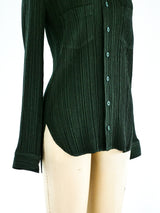 Issey Miyake Pleated Button Front Shirt Top arcadeshops.com