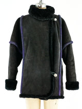 Shearling Jacket with Contrast Piping Jacket arcadeshops.com