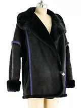 Shearling Jacket with Contrast Piping Jacket arcadeshops.com