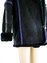 Shearling Jacket with Contrast Piping Jacket arcadeshops.com