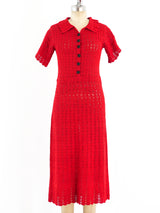 1930's Red Cotton Crochet Dress Dress arcadeshops.com