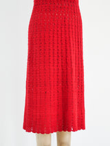 1930's Red Cotton Crochet Dress Dress arcadeshops.com