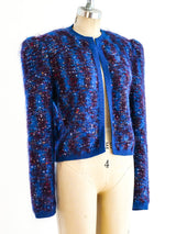 Indigo and Maroon Marbled Knit Jacket Jacket arcadeshops.com