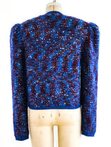 Indigo and Maroon Marbled Knit Jacket Jacket arcadeshops.com
