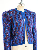 Indigo and Maroon Marbled Knit Jacket Jacket arcadeshops.com