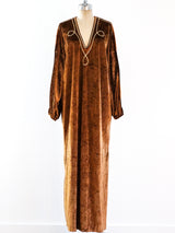 Bill Tice Brown Velvet Caftan Dress arcadeshops.com