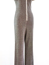 Silver Lurex Short Sleeve Jumpsuit Suit arcadeshops.com