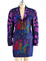 Versus Gianni Versace Printed Lurex Skirt Ensemble Suit arcadeshops.com