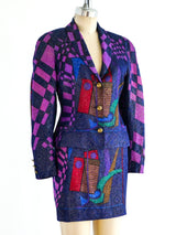 Versus Gianni Versace Printed Lurex Skirt Ensemble Suit arcadeshops.com