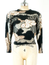 Embellished Cloud Print Cropped Sweater Top arcadeshops.com