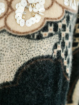 Embellished Cloud Print Cropped Sweater Top arcadeshops.com