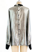 Guy Laroche Metallic Silver Blouse Top arcadeshops.com
