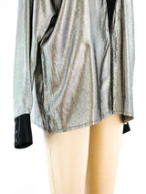 Guy Laroche Metallic Silver Blouse Top arcadeshops.com