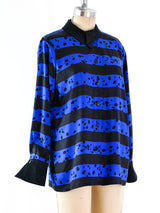 Escada Striped Animal Print Silk Blouse Top arcadeshops.com