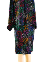 Yves Saint Laurent Leaf Print Silk Ensemble Suit arcadeshops.com