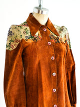 1970's Roberto Cavalli Painted Leather Shirt Top arcadeshops.com