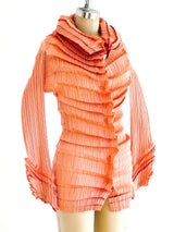Issey Miyake Salmon Pleated Top Top arcadeshops.com