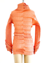 Issey Miyake Salmon Pleated Top Top arcadeshops.com