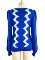 Chevron Striped Cobalt Sweater Top arcadeshops.com