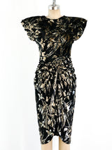 Vicky Tiel Metallic Floral Velvet Cocktail Dress Dress arcadeshops.com