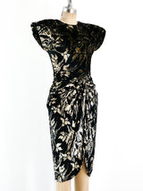 Vicky Tiel Metallic Floral Velvet Cocktail Dress Dress arcadeshops.com