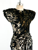 Vicky Tiel Metallic Floral Velvet Cocktail Dress Dress arcadeshops.com