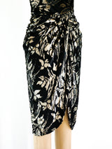Vicky Tiel Metallic Floral Velvet Cocktail Dress Dress arcadeshops.com