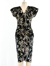 Vicky Tiel Metallic Floral Velvet Cocktail Dress Dress arcadeshops.com