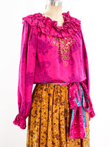 Oscar de la Renta Printed Silk Skirt Ensemble Suit arcadeshops.com