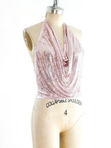 Whiting and Davis Pink Metal Mesh Halter Top arcadeshops.com