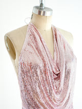 Whiting and Davis Pink Metal Mesh Halter Top arcadeshops.com