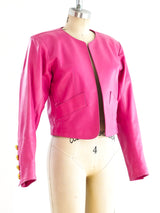 Yves Saint Laurent Cropped Pink Leather Jacket Jacket arcadeshops.com