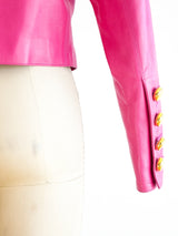 Yves Saint Laurent Cropped Pink Leather Jacket Jacket arcadeshops.com